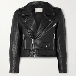NWT! Deadwood Joan Lamb Leather Biker Jacket in Black - 40